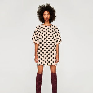 Zara Oversize Polka Dot Shirt Dress Sz L